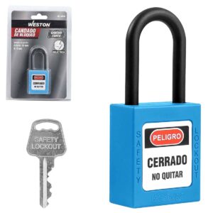 CANDADO DE BLOQUEO DIELECTRICO AZUL 38MM (CAJA C/10 PZAS - PRECIO X PIEZA)