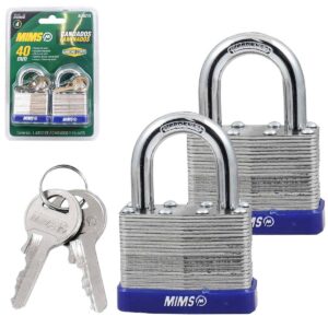 JGO. DE 2 CANDADOS DE ACERO CUERPO LAMINADO 40MM C/4 LLAVES (CAJA C/6 PZAS - PRECIO X PIEZA)