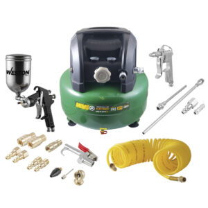 COMPRESOR 24L MIMS + PISTOLAS P/PINTAR Y SOPLETEAR + ACC. COMPRE.