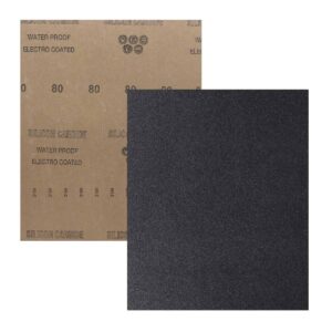 HOJA DE LIJA DE AGUA CARBURO SILICIO 9" x 11" G80 (Precio x pieza - Empaque c/50 pzas)